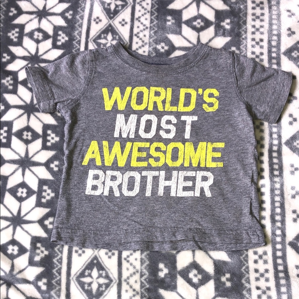 Grey "World's Most Awesome Brother" Graphic Tee for Kids